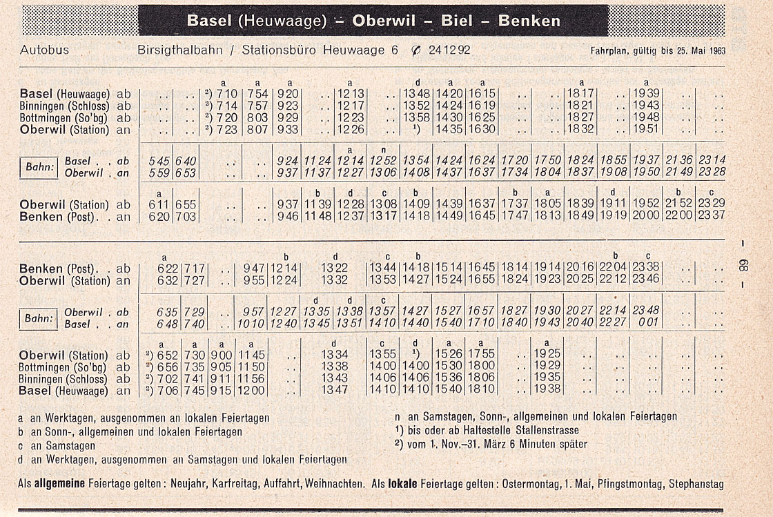 Fahrplan 1962/63